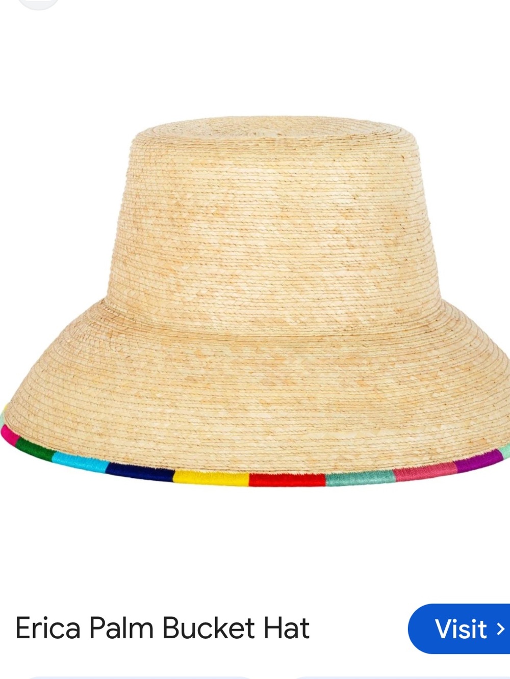 Sunshine Tienda รrica Palm Bucket Hat - Natural Straw with Rainbow Trim